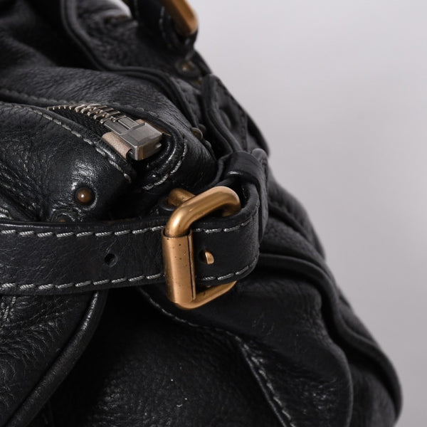 Chloe Handbag Paddington One Shoulder Bag Black Leather B19FG0 Gold Hardware Good Condition Used 4a001928