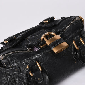 Chloe Handbag Paddington One Shoulder Bag Black Leather B19FG0 Gold Hardware Good Condition Used 4a001928