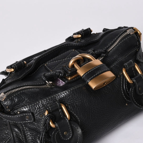 Chloe Handbag Paddington One Shoulder Bag Black Leather B19FG0 Gold Hardware Good Condition Used 4a001928