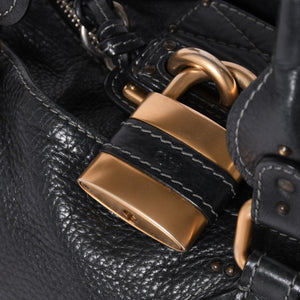 Chloe Handbag Paddington One Shoulder Bag Black Leather B19FG0 Gold Hardware Good Condition Used 4a001928