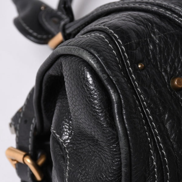 Chloe Handbag Paddington One Shoulder Bag Black Leather B19FG0 Gold Hardware Good Condition Used 4a001928