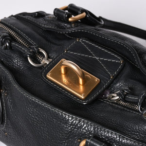 Chloe Handbag Paddington One Shoulder Bag Black Leather B19FG0 Gold Hardware Good Condition Used 4a001928