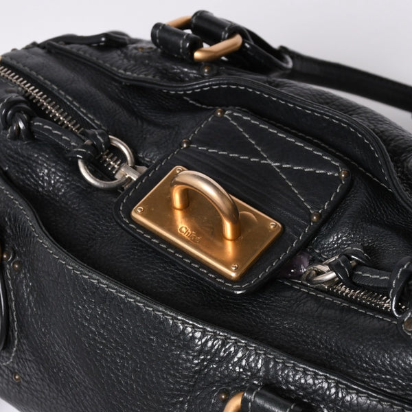 Chloe Handbag Paddington One Shoulder Bag Black Leather B19FG0 Gold Hardware Good Condition Used 4a001928