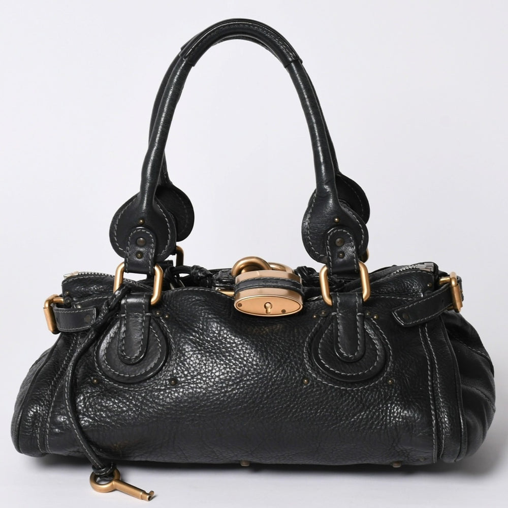 Chloe クロエ ハンドバッグ パディントン ワンショルダーバッグ ブラック レザー B19FG0 ゴールド金具 美品 中古 4a001928