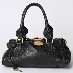Chloe Handbag Paddington One Shoulder Bag Black Leather B19FG0 Gold Hardware Good Condition Used 4a001928