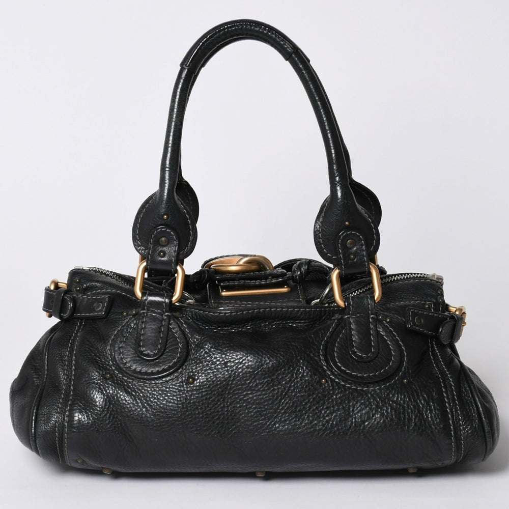 Chloe クロエ ハンドバッグ パディントン ワンショルダーバッグ ブラック レザー B19FG0 ゴールド金具 美品 中古 4a001928