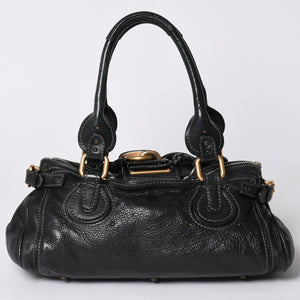 Chloe Handbag Paddington One Shoulder Bag Black Leather B19FG0 Gold Hardware Good Condition Used 4a001928