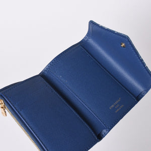 Like new Louis Vuitton trifold wallet monogram denim portefeuille Victorine M13212 blue denim reprint new model used 4a001935