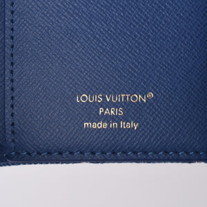 Like new Louis Vuitton trifold wallet monogram denim portefeuille Victorine M13212 blue denim reprint new model used 4a001935
