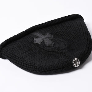 Very Good Condition CHROME HEARTS BEANIE CASH CH CROSS CH Cross Beanie Knit Cap Cross Patch Cashmere Used 4a002357