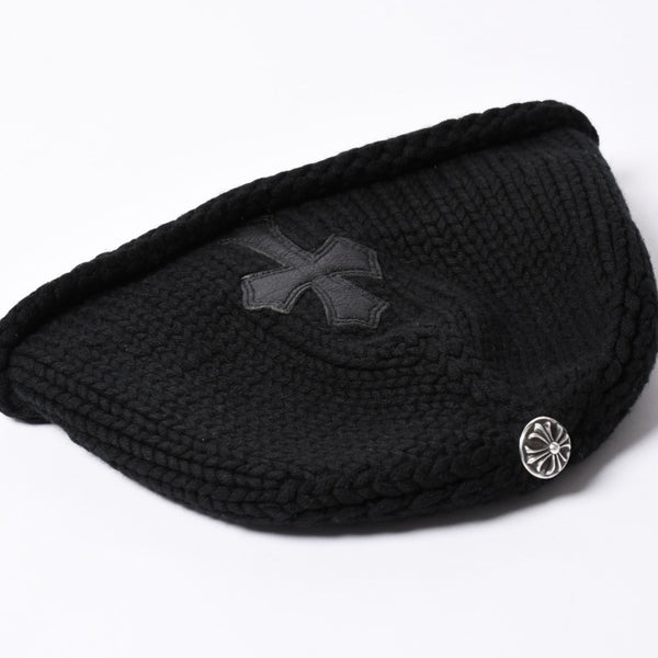 Very Good Condition CHROME HEARTS BEANIE CASH CH CROSS CH Cross Beanie Knit Cap Cross Patch Cashmere Used 4a002357