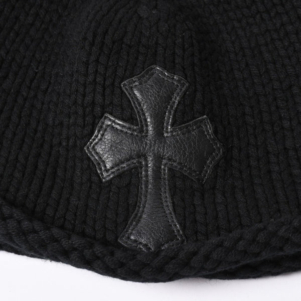 Very Good Condition CHROME HEARTS BEANIE CASH CH CROSS CH Cross Beanie Knit Cap Cross Patch Cashmere Used 4a002357