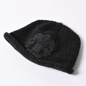 New Unused CHROME HEARTS BEANIE CASH BS FLARE BS Flare Patch Beanie Cross Ball Cashmere Silver 925 Used 4a002359
