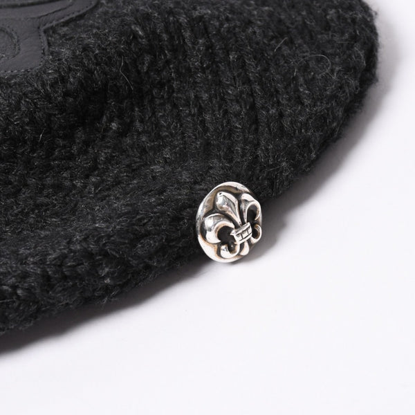 New Unused CHROME HEARTS BEANIE CASH BS FLARE BS Flare Patch Beanie Cross Ball Cashmere Silver 925 Used 4a002359