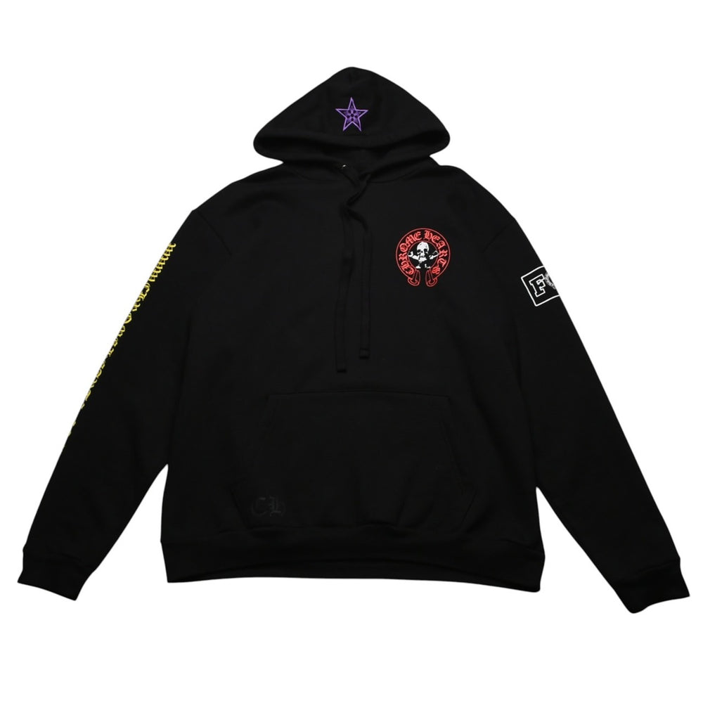 極美品 CHROME HEARTS クロムハーツ FOTI フォティ HARRIS TEETER ハリスティーター プルオーバーフーディー サイズXL ブラック 中古 4a002367