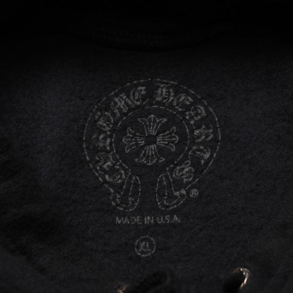 極美品 CHROME HEARTS クロムハーツ FOTI フォティ HARRIS TEETER ハリスティーター プルオーバーフーディー サイズXL ブラック 中古 4a002367