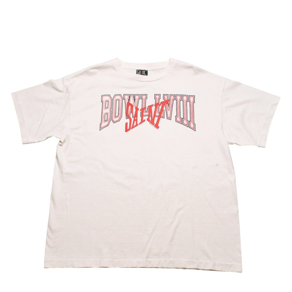 New and unused SAINT MICHAEL Saint Michael BOWL LVIII SAINT Short sleeve T-shirt Size XL SAMPLE Sample item White Red Used 4a002175