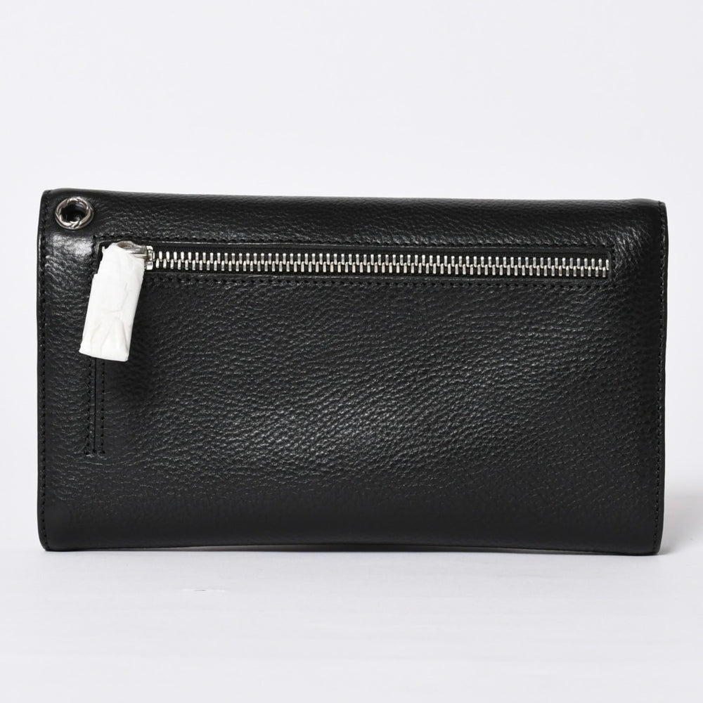 新品未使用 CHROME HEARTS クロムハーツ WAVE CRS BTN NOVELTY ウェーブロングウォレット 長財布 クロスボタン ブラック 中古 4a002437