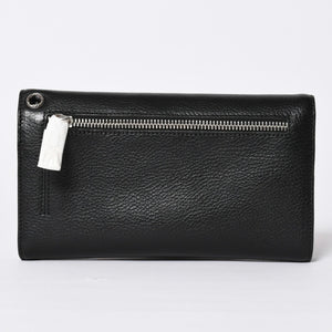 新品未使用 CHROME HEARTS クロムハーツ WAVE CRS BTN NOVELTY ウェーブロングウォレット 長財布 クロスボタン ブラック 中古 4a002437