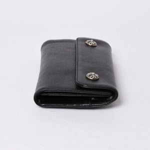 新品未使用 CHROME HEARTS クロムハーツ WAVE CRS BTN NOVELTY ウェーブロングウォレット 長財布 クロスボタン ブラック 中古 4a002437