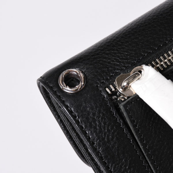 新品未使用 CHROME HEARTS クロムハーツ WAVE CRS BTN NOVELTY ウェーブロングウォレット 長財布 クロスボタン ブラック 中古 4a002437