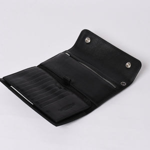 新品未使用 CHROME HEARTS クロムハーツ WAVE CRS BTN NOVELTY ウェーブロングウォレット 長財布 クロスボタン ブラック 中古 4a002437