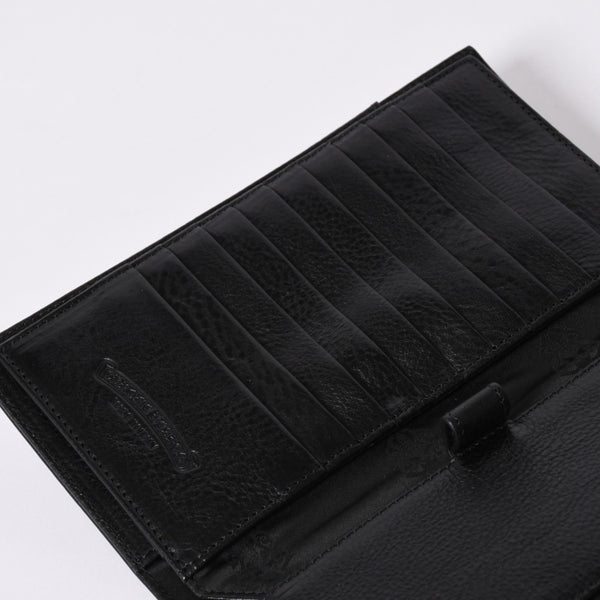 新品未使用 CHROME HEARTS クロムハーツ WAVE CRS BTN NOVELTY ウェーブロングウォレット 長財布 クロスボタン ブラック 中古 4a002437