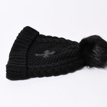 画像をギャラリービューアに読み込む, 新品同様品 CHROME HEARTS クロムハーツ CHクロスパッチ カシミヤ ビーニー ONE SIZE 22cm ビーバーファー ラムレザー ブラック 中古 4a002372