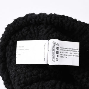 新品同様品 CHROME HEARTS クロムハーツ CHクロスパッチ カシミヤ ビーニー ONE SIZE 22cm ビーバーファー ラムレザー ブラック 中古 4a002372
