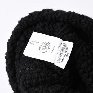 新品同様品 CHROME HEARTS クロムハーツ CHクロスパッチ カシミヤ ビーニー ONE SIZE 22cm ビーバーファー ラムレザー ブラック 中古 4a002372