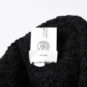 新品同様品 CHROME HEARTS クロムハーツ CHクロスパッチ カシミヤ ビーニー ONE SIZE 22cm ビーバーファー ラムレザー ブラック 中古 4a002372