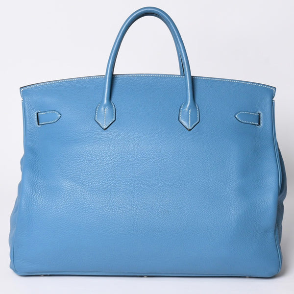 極美品 激レア HERMES エルメス ハンドバッグ バーキン50 トリヨンクレマンス □J刻印 ブルージーン シルバー金具 中古 4a002409