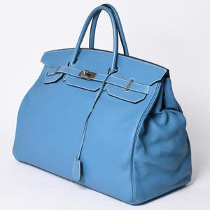極美品 激レア HERMES エルメス ハンドバッグ バーキン50 トリヨンクレマンス □J刻印 ブルージーン シルバー金具 中古 4a002409