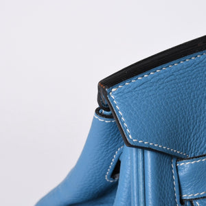 極美品 激レア HERMES エルメス ハンドバッグ バーキン50 トリヨンクレマンス □J刻印 ブルージーン シルバー金具 中古 4a002409