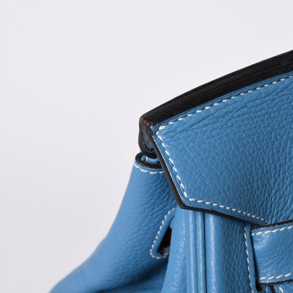 極美品 激レア HERMES エルメス ハンドバッグ バーキン50 トリヨンクレマンス □J刻印 ブルージーン シルバー金具 中古 4a002409