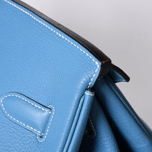 極美品 激レア HERMES エルメス ハンドバッグ バーキン50 トリヨンクレマンス □J刻印 ブルージーン シルバー金具 中古 4a002409