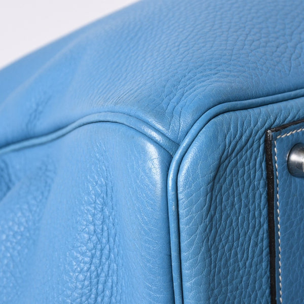 極美品 激レア HERMES エルメス ハンドバッグ バーキン50 トリヨンクレマンス □J刻印 ブルージーン シルバー金具 中古 4a002409