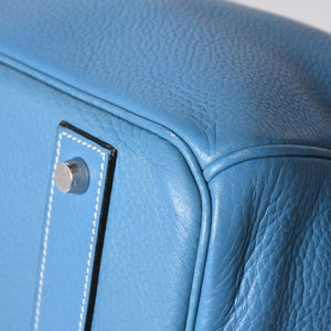 極美品 激レア HERMES エルメス ハンドバッグ バーキン50 トリヨンクレマンス □J刻印 ブルージーン シルバー金具 中古 4a002409