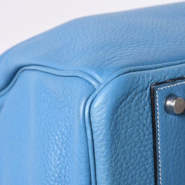 極美品 激レア HERMES エルメス ハンドバッグ バーキン50 トリヨンクレマンス □J刻印 ブルージーン シルバー金具 中古 4a002409