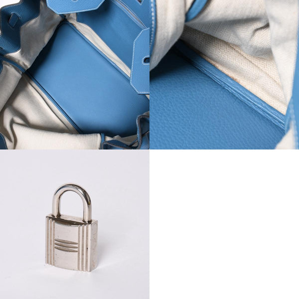 極美品 激レア HERMES エルメス ハンドバッグ バーキン50 トリヨンクレマンス □J刻印 ブルージーン シルバー金具 中古 4a002409