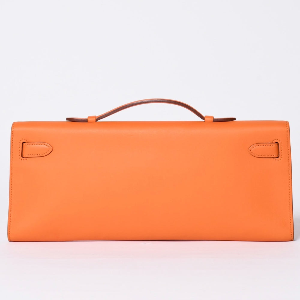 Like new HERMES KELLY CUT Kelly cut handbag Vaux Swift Orange Silver hardware T stamp Used 4a002407