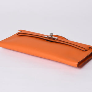 Like new HERMES KELLY CUT Kelly cut handbag Vaux Swift Orange Silver hardware T stamp Used 4a002407