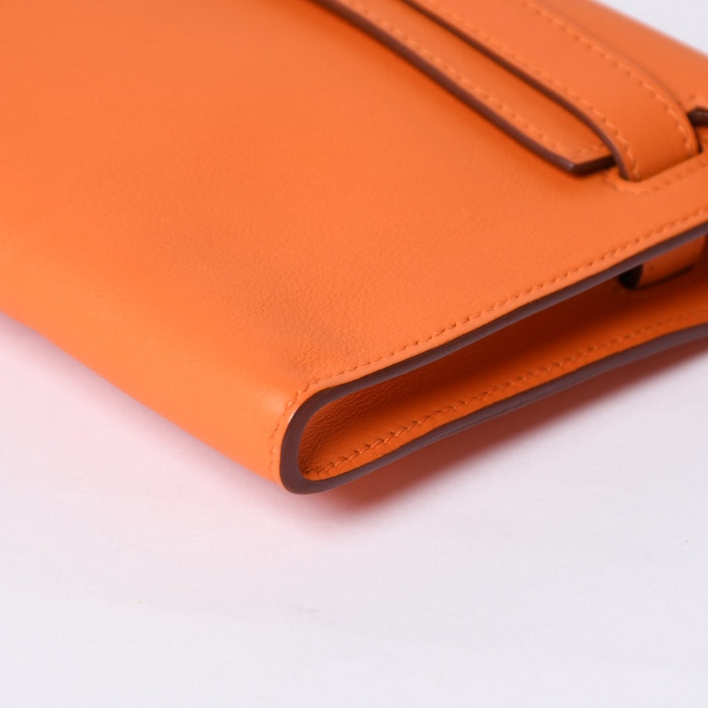 新品同様 HERMES エルメス KELLY CUT ケリーカット ハンドバッグ ヴォースイフト オレンジ シルバー金具 T刻印 中古 4a002407