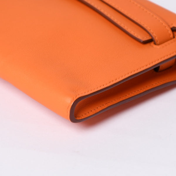 Like new HERMES KELLY CUT Kelly cut handbag Vaux Swift Orange Silver hardware T stamp Used 4a002407