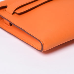 Like new HERMES KELLY CUT Kelly cut handbag Vaux Swift Orange Silver hardware T stamp Used 4a002407