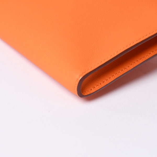 Like new HERMES KELLY CUT Kelly cut handbag Vaux Swift Orange Silver hardware T stamp Used 4a002407
