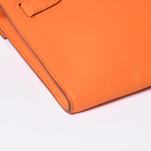 Like new HERMES KELLY CUT Kelly cut handbag Vaux Swift Orange Silver hardware T stamp Used 4a002407