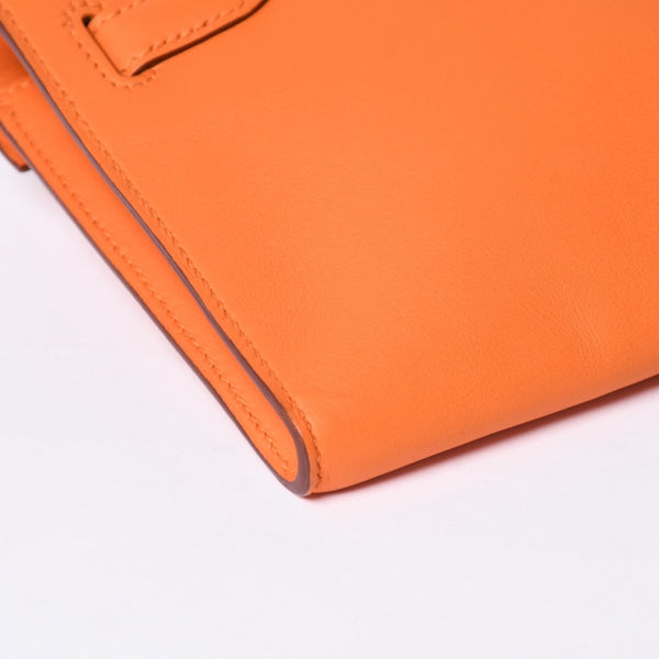 Like new HERMES KELLY CUT Kelly cut handbag Vaux Swift Orange Silver hardware T stamp Used 4a002407