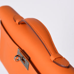 Like new HERMES KELLY CUT Kelly cut handbag Vaux Swift Orange Silver hardware T stamp Used 4a002407