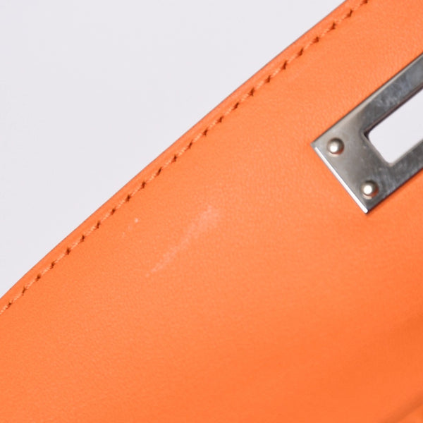 Like new HERMES KELLY CUT Kelly cut handbag Vaux Swift Orange Silver hardware T stamp Used 4a002407